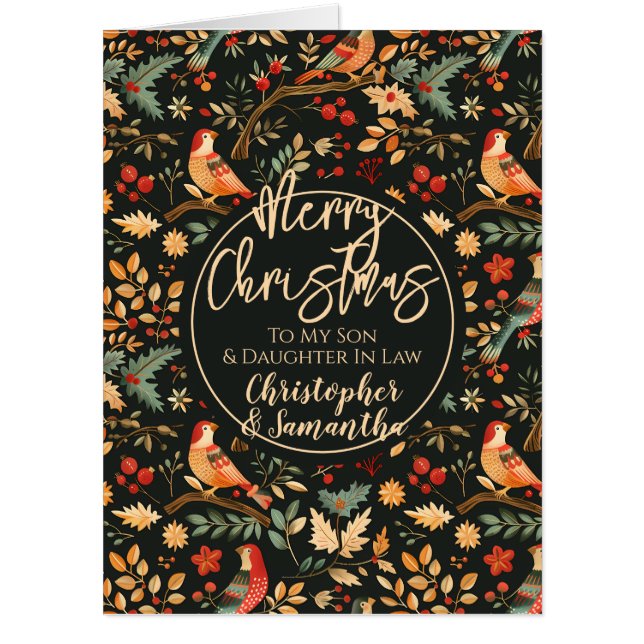 Christmas Bird Son Daughter In Law Oversized Card (Front)