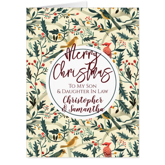 Christmas Bird Son Daughter In Law Oversized Card (Front)