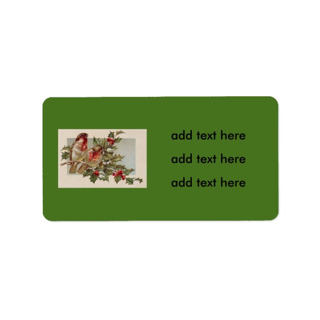 Christmas Bird Songbird Holly Snow Label (Front)
