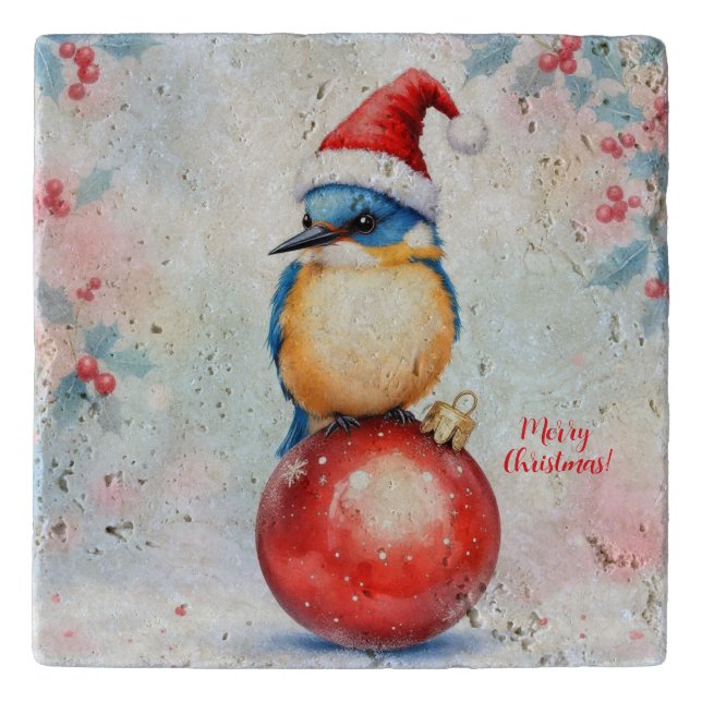 Christmas Bird Stone Trivet  (Front)