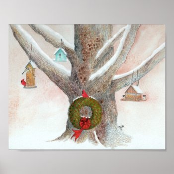 Christmas Bird Tree Poster by glorykmurphy at Zazzle