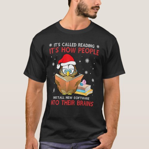 Christmas  Bird With Santa Hat Its Called Reading T_Shirt