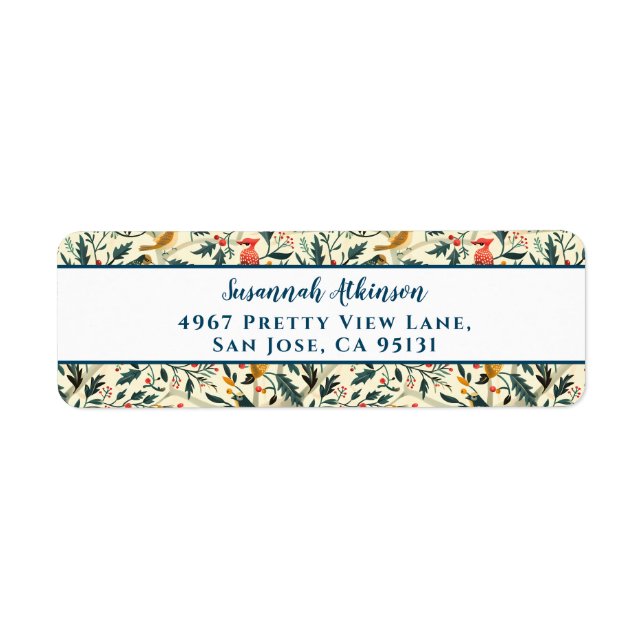 Christmas Birds and Leaves Label (Front)