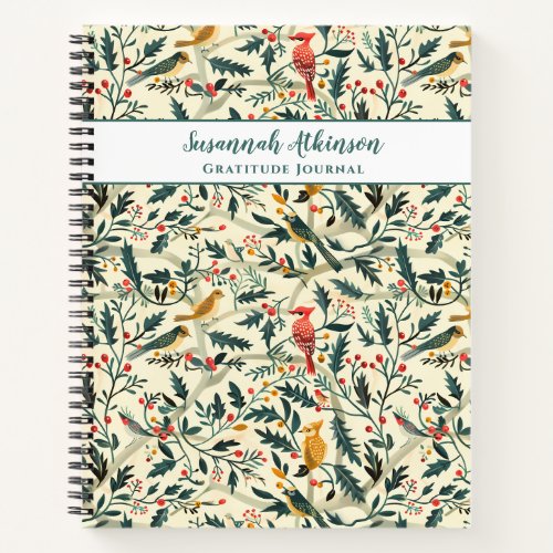 Christmas Birds and Leaves Notebook