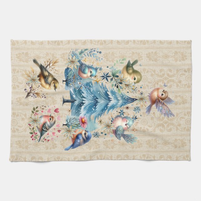 Christmas Birds Holiday Towel (Horizontal)
