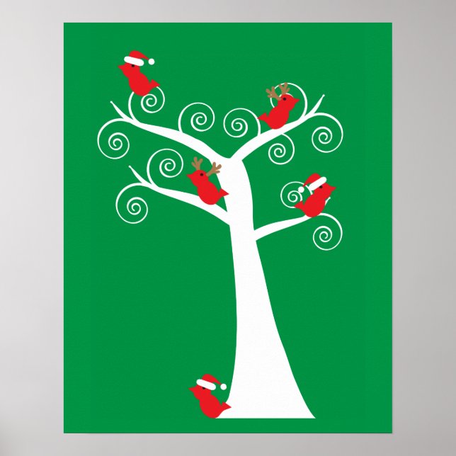 Christmas Birds in a Tree Poster (Front)