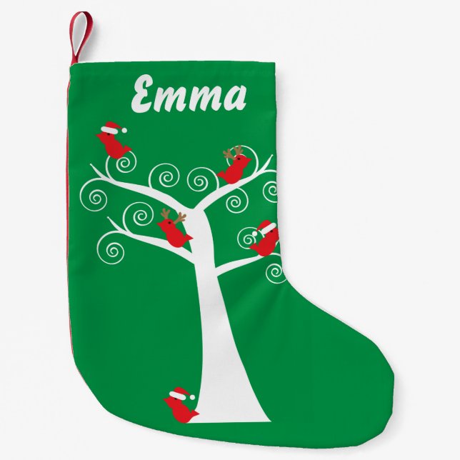 Christmas Birds in a Tree Small Christmas Stocking (Front)