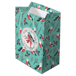 Christmas Birds Merry Christmas  Template Medium Gift Bag