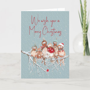 Christmas Birds On a Branch Card