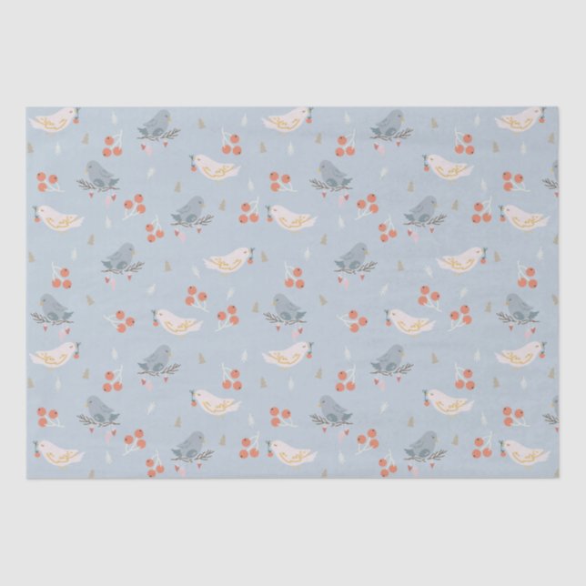 Christmas Birds Seamless Pattern Tissue Paper (Front)