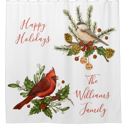 Christmas Birds Shower Curtain
