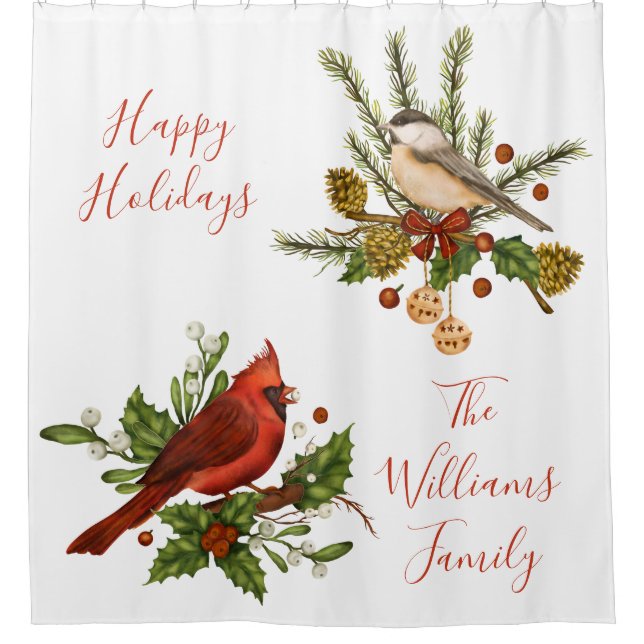 Christmas Birds Shower Curtain (Front)