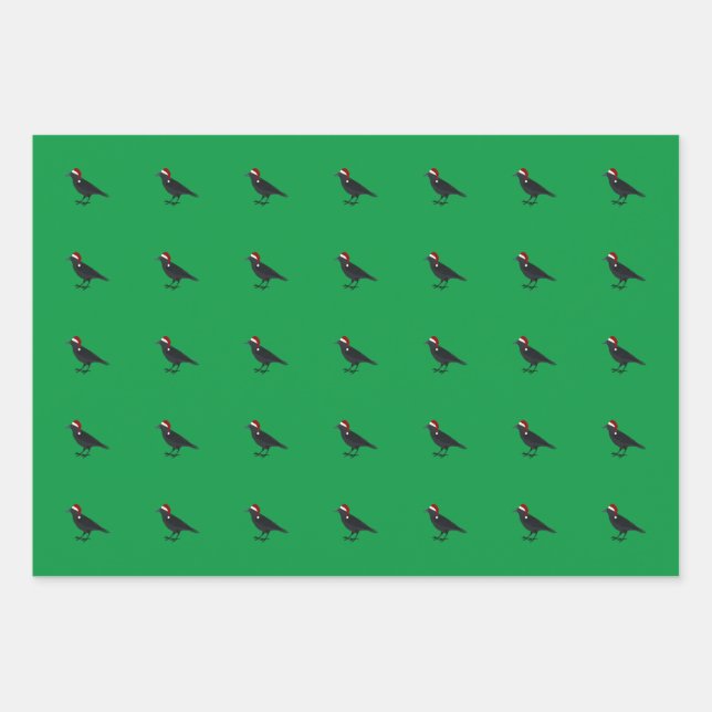 Christmas Birds Wrapping Paper Sheets (Front)