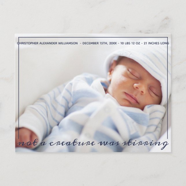 Christmas Birth Announcement Holiday Newborn Photo Postcard (Front)