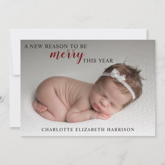 Christmas Birth Announcement Photo Holiday Card (Front)