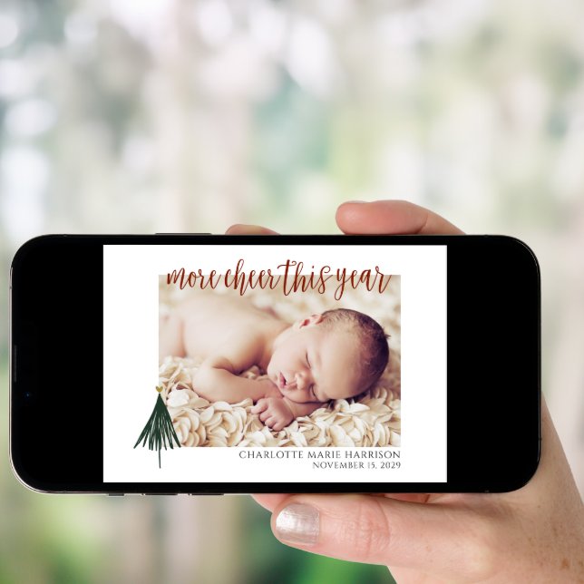 Christmas Birth Announcement Photo Holiday Card (Front Digital)