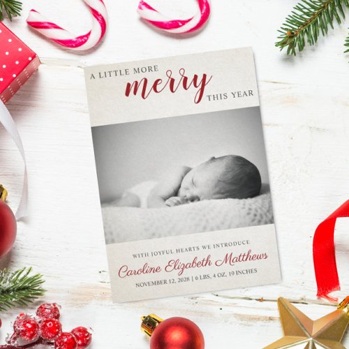 Christmas Birth Announcement Photo Holiday Card