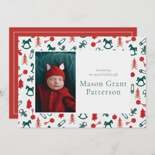 Christmas Birth Announcement Red