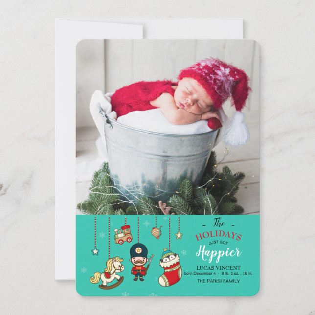 Christmas Birth Announcement with Photo (Front)