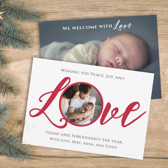 Christmas Birth Holiday Simple Love Typography  Announcement (Creator Uploaded)