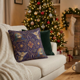 Christmas Birth Throw Pillow