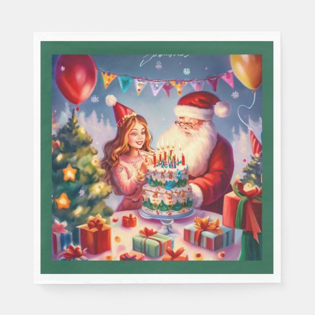 Christmas Birthday 8 Napkins (Front)