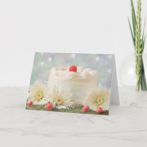 Christmas Birthday And Cake Holiday Card