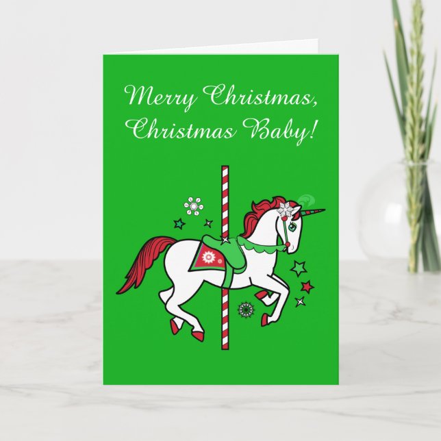 Christmas Birthday Baby: Father, Mother to Child Holiday Card (Front)