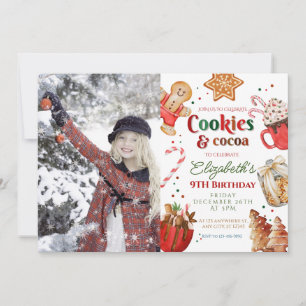 Christmas birthday cookies and cocoa Festive Invitation