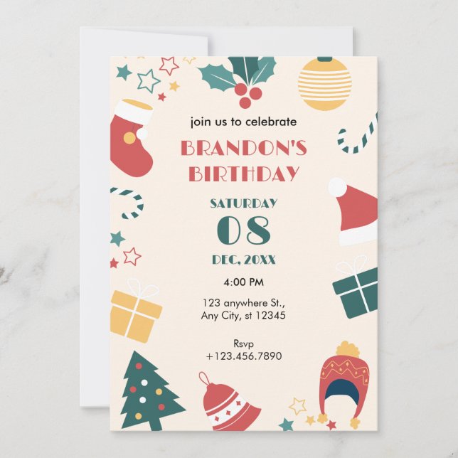 Christmas birthday gifts invitation (Front)