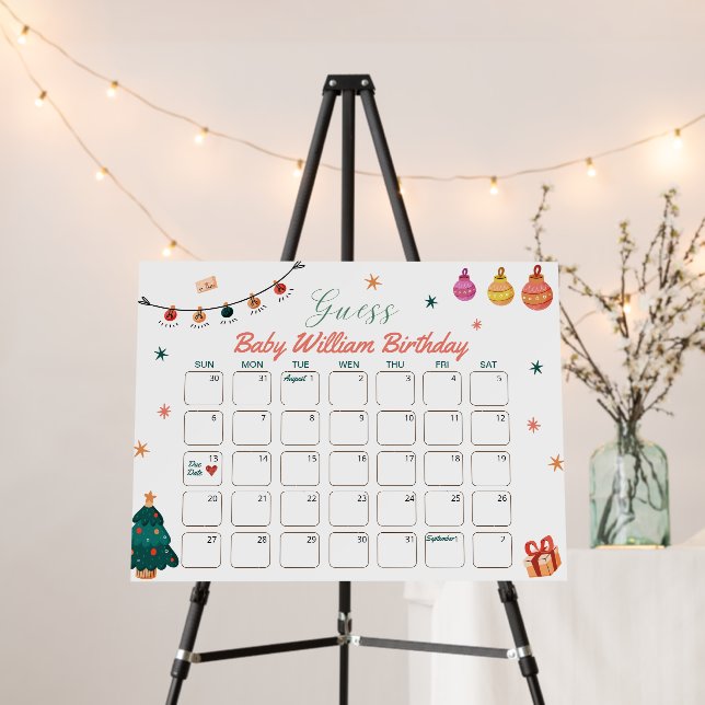 Christmas Birthday Guess Due Date Calendar Foam Board (In Situ (Stand))