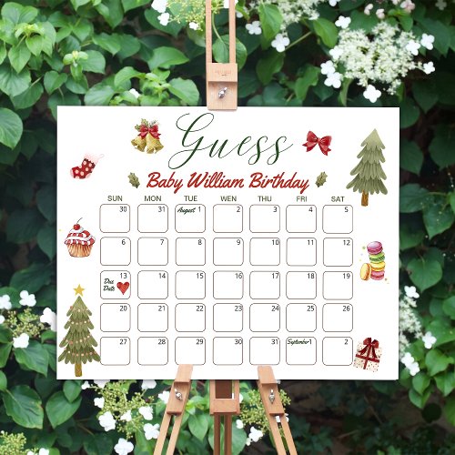  Christmas Birthday Guess Due Date Calendar Foam Board