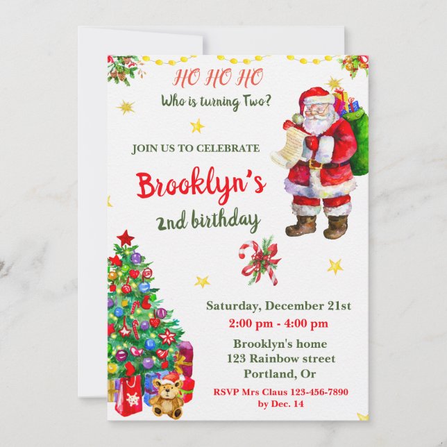 Christmas birthday invitation Christmas party (Front)