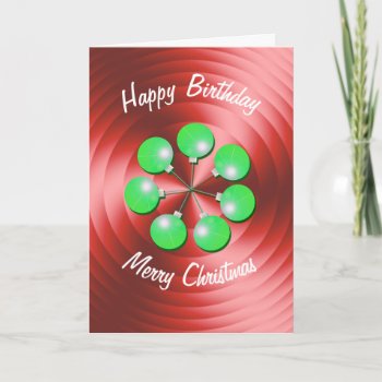 Christmas Birthday Modern Red And Green  Holiday Card by Peerdrops at Zazzle