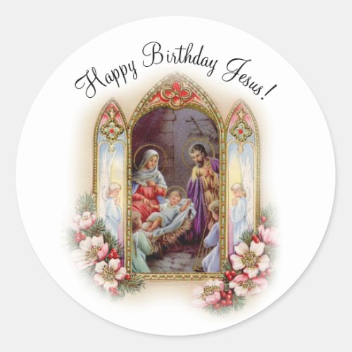 Christmas Birthday Party Celebration for Jesus Classic Round Sticker