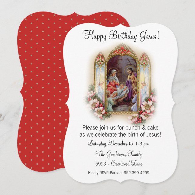 Christmas Birthday Party Celebration for Jesus Invitation (Front/Back)