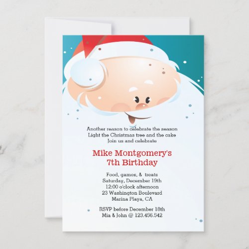 Christmas Birthday Party Invitation Santa