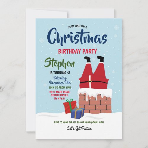 Christmas Birthday Party Santa Chimney Invitation