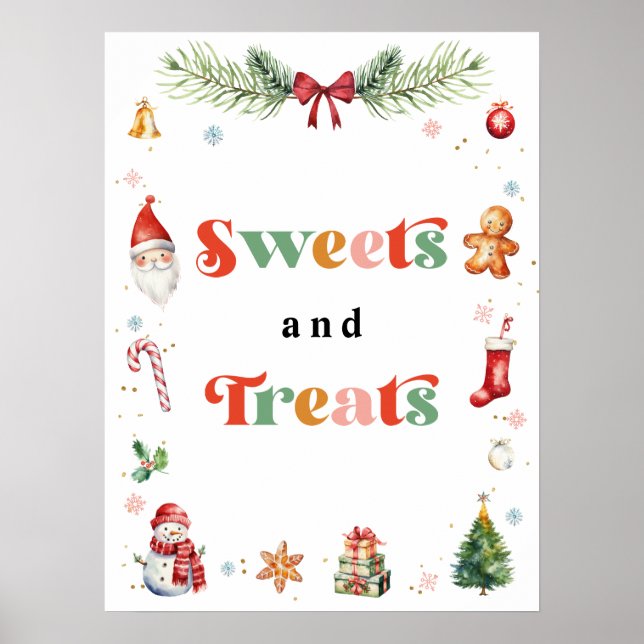 Christmas Birthday Party Sweets And Treats Poster (Front)