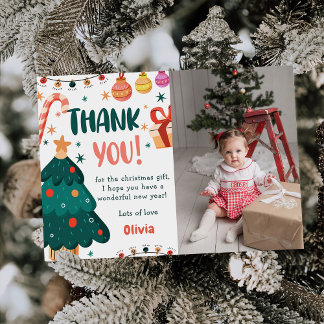 Christmas Birthday Party Thank You Card Photo