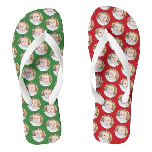 Christmas Birthday Personalized photo mismatched Flip Flops