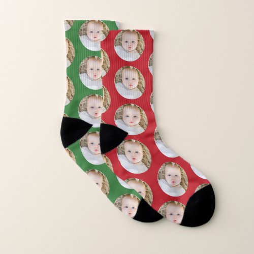 Christmas Birthday Personalized photo mismatched Socks