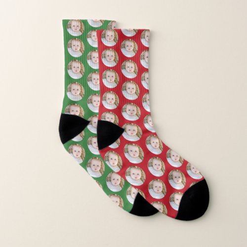 Christmas Birthday Personalized photo mismatched Socks