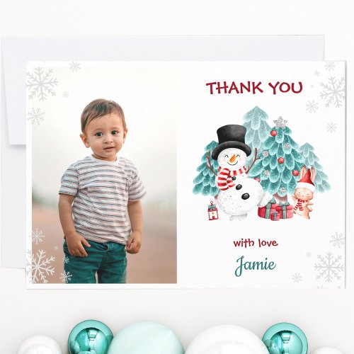 Christmas Birthday Photo Template Thank You Card