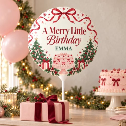 Christmas Birthday Pink Cake Bow Balloon