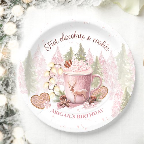 Christmas Birthday Pink Hot Chocolate Mug Plates