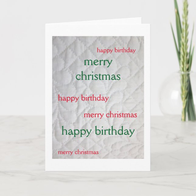 Christmas Birthday Quilted 2 Holiday Card (Front)