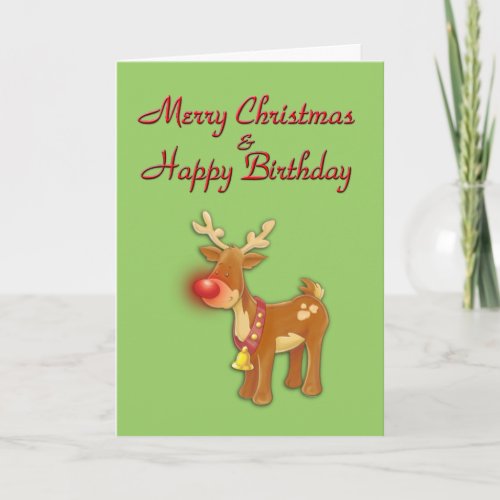 Christmas Birthday Reindeer Card