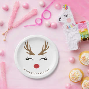 Christmas birthday reindeer disposable Party Paper Plates