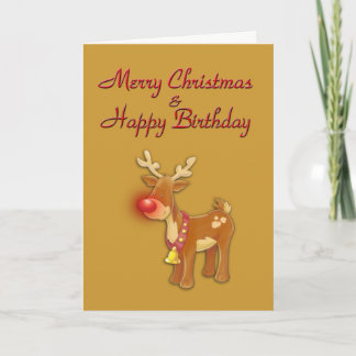 Christmas Birthday Reindeer Gold Card